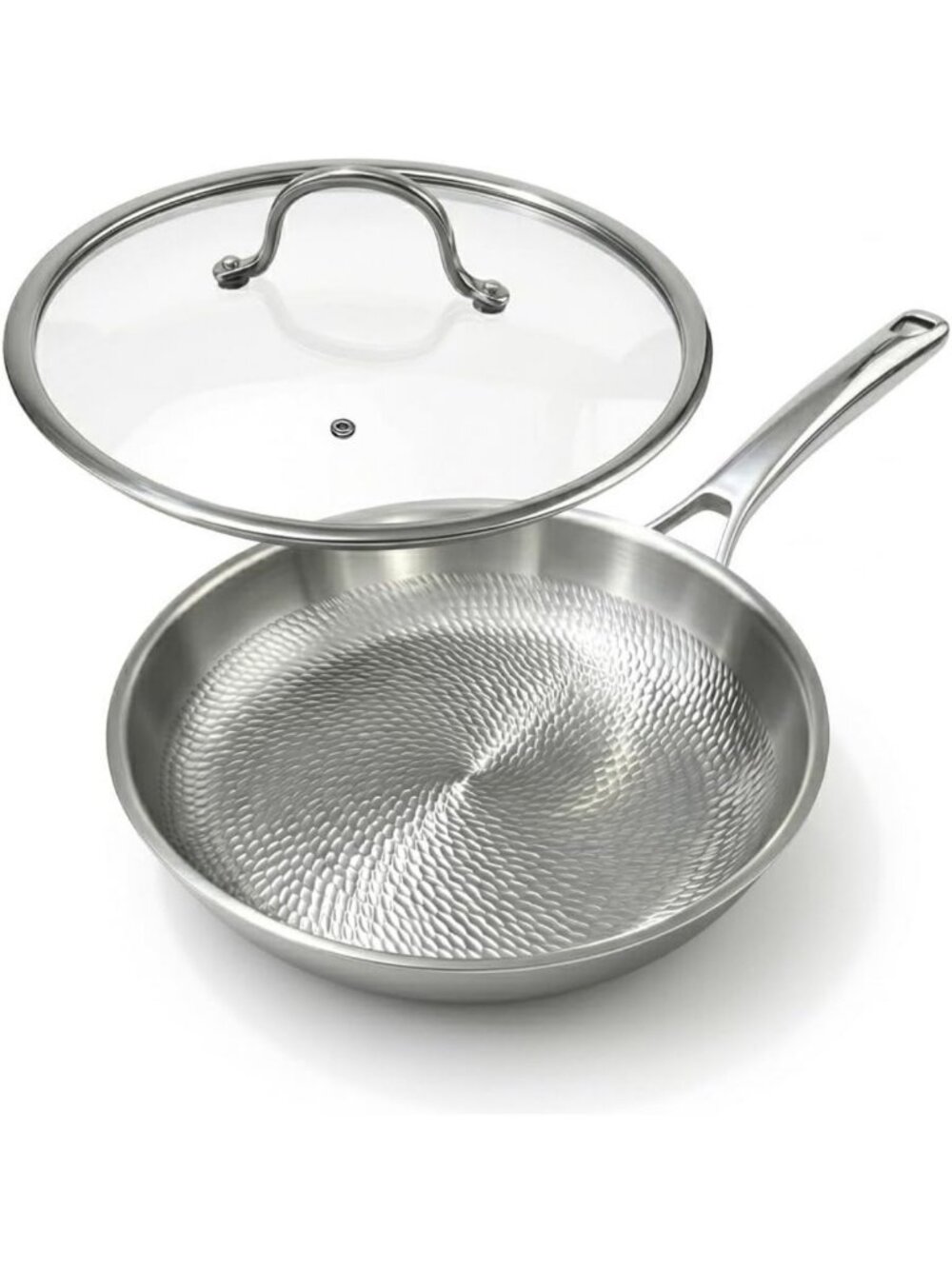 11-Inch Hammered Titanium Skillet with Lid - Non-Toxic, PFAS-Free Cookware